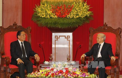 เลขาธิการใหญ่พรรคคอมมิวนิสต์เวียดนามให้การต้อนรับคณะผู้แทนระดับสูงกัมพูชา